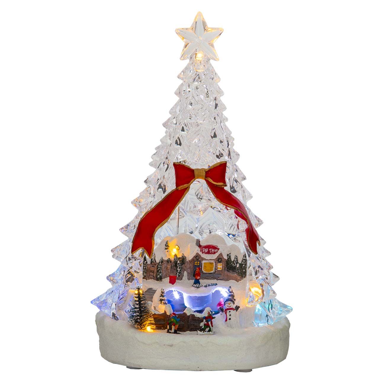 ALBERO IN ACRILICO CON VILLAGGIO NATALIZO E LED